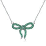 Pave Bow Emerald Necklace (0.3 CTW) Top Dynamic View