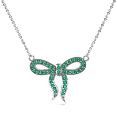 Pave Bow Emerald Necklace (0.3 CTW) Top Dynamic View