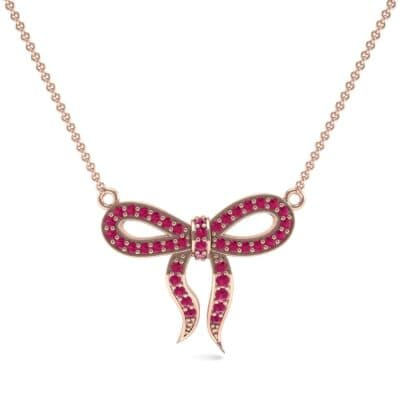 Pave Bow Ruby Necklace (0.3 CTW) Top Dynamic View