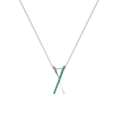 Vertical X Emerald Necklace (0.11 CTW) Perspective View