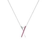Vertical X Ruby Necklace (0.11 CTW) Perspective View