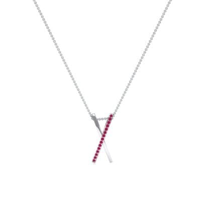 Vertical X Ruby Necklace (0.11 CTW) Perspective View