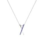 Vertical X Blue Sapphire Necklace (0.11 CTW) Perspective View