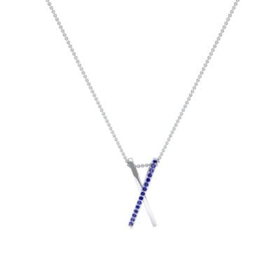 Vertical X Blue Sapphire Necklace (0.11 CTW) Perspective View