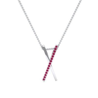 Vertical X Ruby Necklace (0.11 CTW) Top Dynamic View