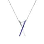 Vertical X Blue Sapphire Necklace (0.11 CTW) Top Dynamic View