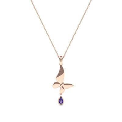 Butterfly Drop Blue Sapphire Pendant (0.09 CTW) Perspective View
