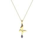 Butterfly Drop Blue Sapphire Pendant (0.09 CTW) Perspective View