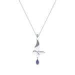Butterfly Drop Blue Sapphire Pendant (0.09 CTW) Perspective View
