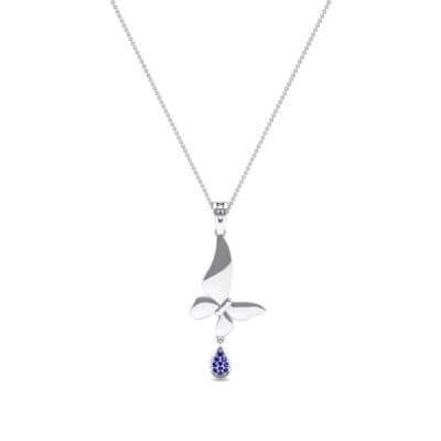 Butterfly Drop Blue Sapphire Pendant (0.09 CTW) Perspective View