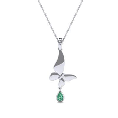 Butterfly Drop Emerald Pendant (0.09 CTW) Top Dynamic View