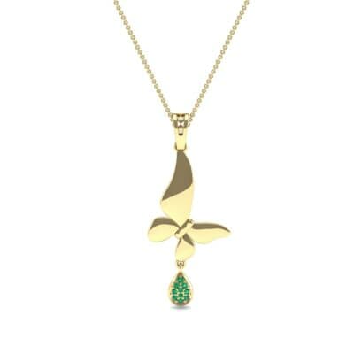 Butterfly Drop Emerald Pendant (0.09 CTW) Top Dynamic View