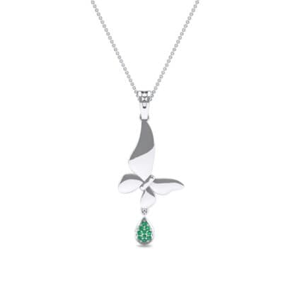 Butterfly Drop Emerald Pendant (0.09 CTW) Top Dynamic View