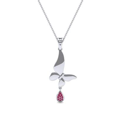 Butterfly Drop Ruby Pendant (0.09 CTW) Top Dynamic View