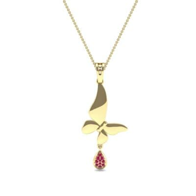 Butterfly Drop Ruby Pendant (0.09 CTW) Top Dynamic View