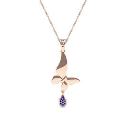 Butterfly Drop Blue Sapphire Pendant (0.09 CTW) Top Dynamic View