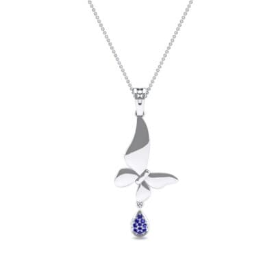 Butterfly Drop Blue Sapphire Pendant (0.09 CTW) Top Dynamic View