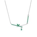 Pave Crossed Bar Emerald Necklace (0.51 CTW) Perspective View