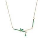 Pave Crossed Bar Emerald Necklace (0.51 CTW) Perspective View