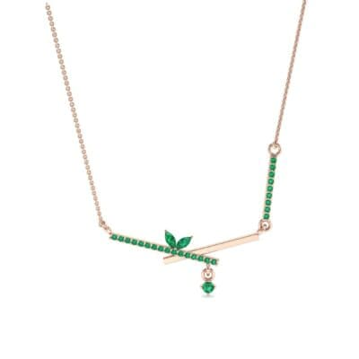 Pave Crossed Bar Emerald Necklace (0.51 CTW) Perspective View