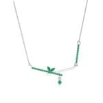 Pave Crossed Bar Emerald Necklace (0.51 CTW) Perspective View