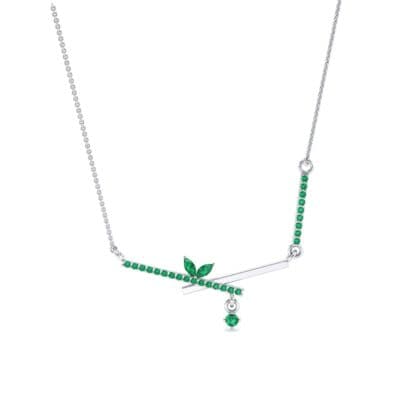 Pave Crossed Bar Emerald Necklace (0.51 CTW) Perspective View