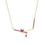 Pave Crossed Bar Ruby Necklace (0.51 CTW) Perspective View