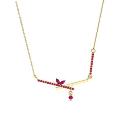 Pave Crossed Bar Ruby Necklace (0.51 CTW) Perspective View
