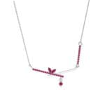 Pave Crossed Bar Ruby Necklace (0.51 CTW) Perspective View