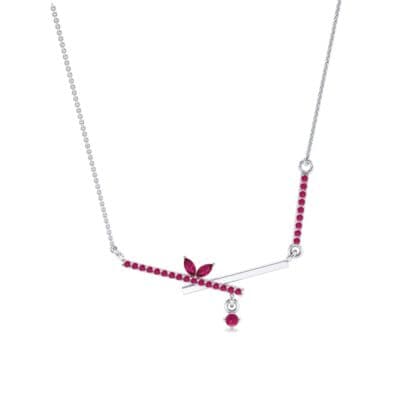 Pave Crossed Bar Ruby Necklace (0.51 CTW) Perspective View