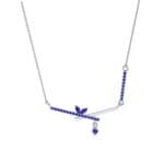Pave Crossed Bar Blue Sapphire Necklace (0.51 CTW) Perspective View