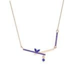Pave Crossed Bar Blue Sapphire Necklace (0.51 CTW) Perspective View