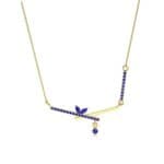 Pave Crossed Bar Blue Sapphire Necklace (0.51 CTW) Perspective View