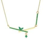 Pave Crossed Bar Emerald Necklace (0.51 CTW) Top Dynamic View