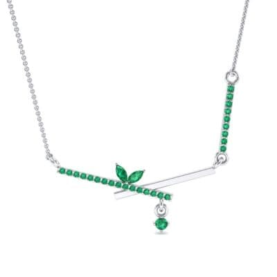 Pave Crossed Bar Emerald Necklace (0.51 CTW) Top Dynamic View