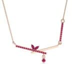 Pave Crossed Bar Ruby Necklace (0.51 CTW) Top Dynamic View