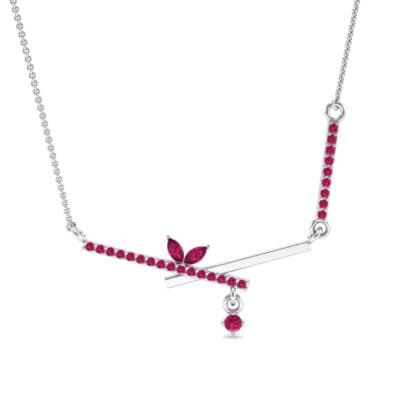 Pave Crossed Bar Ruby Necklace (0.51 CTW) Top Dynamic View