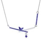 Pave Crossed Bar Blue Sapphire Necklace (0.51 CTW) Top Dynamic View