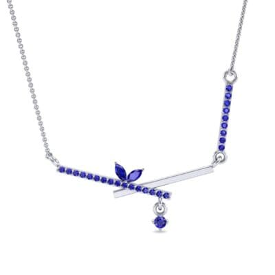 Pave Crossed Bar Blue Sapphire Necklace (0.51 CTW) Top Dynamic View