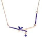 Pave Crossed Bar Blue Sapphire Necklace (0.51 CTW) Top Dynamic View
