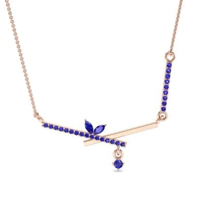 Pave Crossed Bar Blue Sapphire Necklace (0.51 CTW) Top Dynamic View