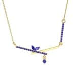 Pave Crossed Bar Blue Sapphire Necklace (0.51 CTW) Top Dynamic View