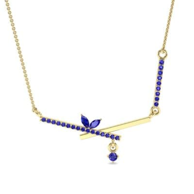 Pave Crossed Bar Blue Sapphire Necklace (0.51 CTW) Top Dynamic View