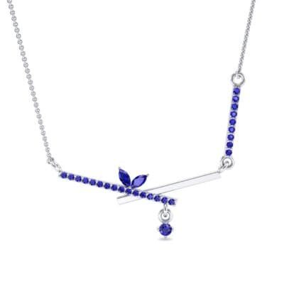 Pave Crossed Bar Blue Sapphire Necklace (0.51 CTW) Top Dynamic View