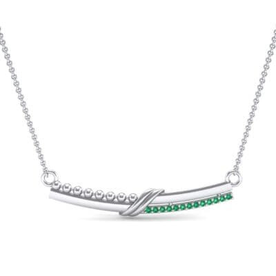 Dot Slash Bar Emerald Necklace (0.13 CTW) Top Dynamic View