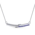 Dot Slash Bar Blue Sapphire Necklace (0.13 CTW) Top Dynamic View