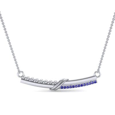 Dot Slash Bar Blue Sapphire Necklace (0.13 CTW) Top Dynamic View
