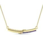 Dot Slash Bar Blue Sapphire Necklace (0.13 CTW) Top Dynamic View
