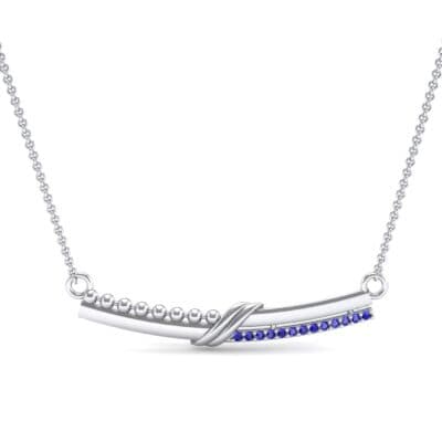 Dot Slash Bar Blue Sapphire Necklace (0.13 CTW) Top Dynamic View