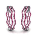Freeform Pave Ruby Huggie Earrings (1.96 CTW) Perspective View